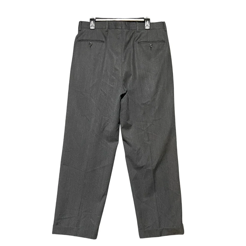 TRUSSINI Men's Dark Gray Wool Pleated Dress Pants 34x29 Tailored‎ Fit Italian 52